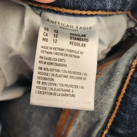 American Eagle Next Level Stretch Hi Rise Flare Jean Womens Size 12 Dark Wash - Picture 7 of 9